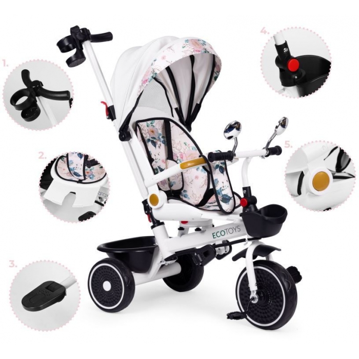 Tricicleta Ecotoys multifuncțională cu scaun 360° - imagine 7
