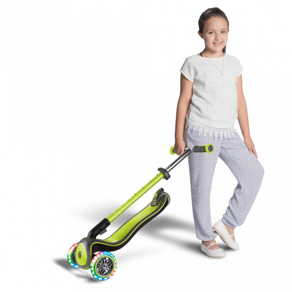Globber Elite Deluxe Lights Verde | Trotineta Pliabila cu LED - imagine 3