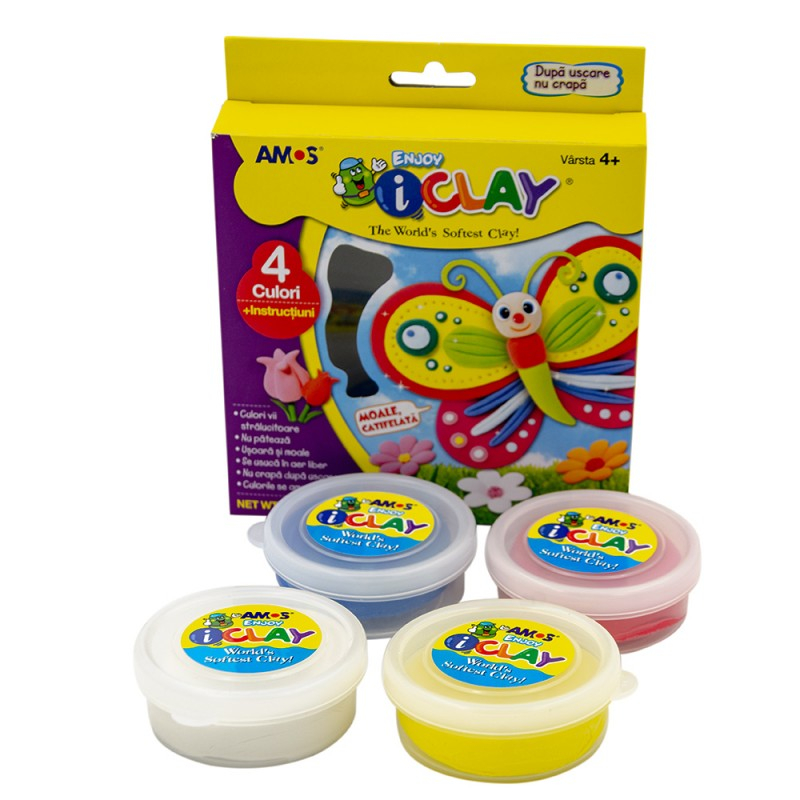 Set Plastilina iClay Amos Enjoy, 4 culori, 4x18g
