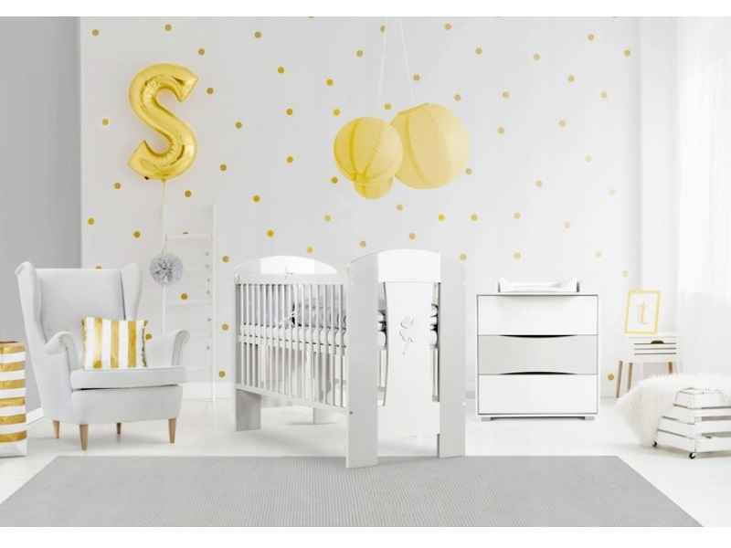 Set Mobilier Copii Klups Nati Alb-Gri | Patut și Comodă - imagine 6