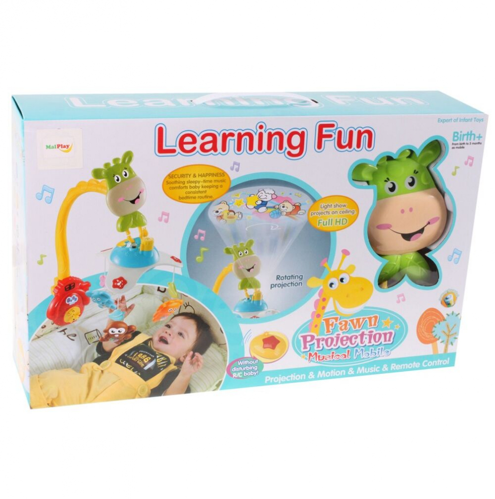 Carusel Muzical cu Proiector Green Giraffe Malplay - imagine 3