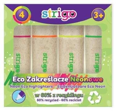 Set 4 Evidentiatoare Strigo Eco-Friendly Neon