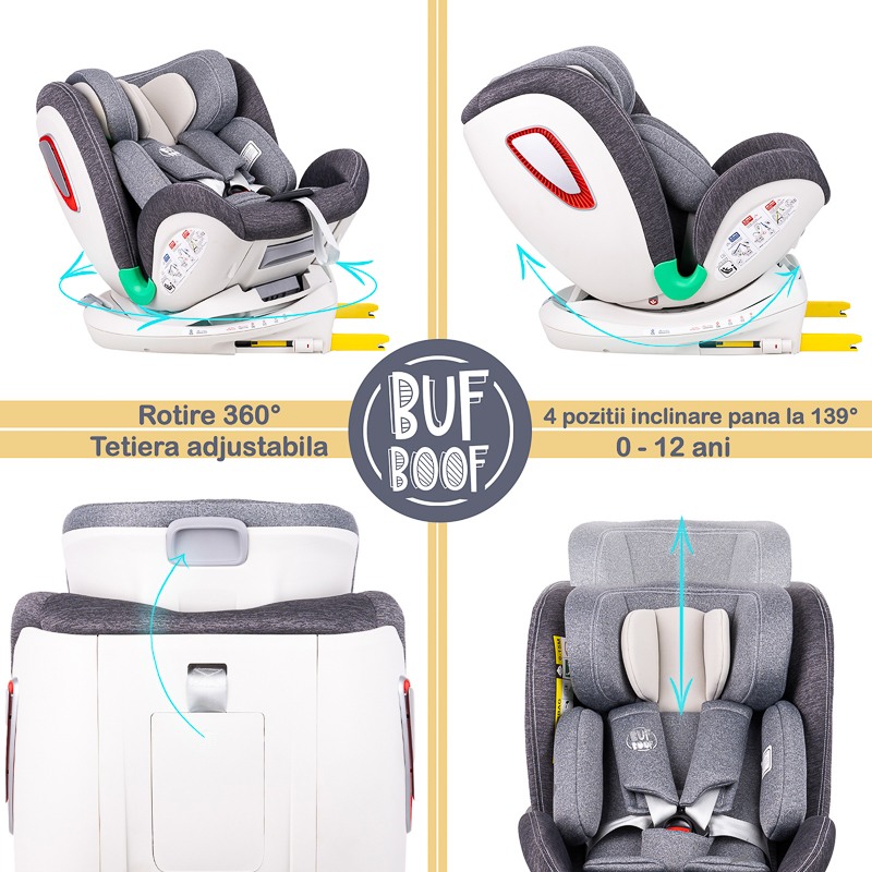 Scaun Auto Buf Boof Platinum Deluxe i-Size Rotativ