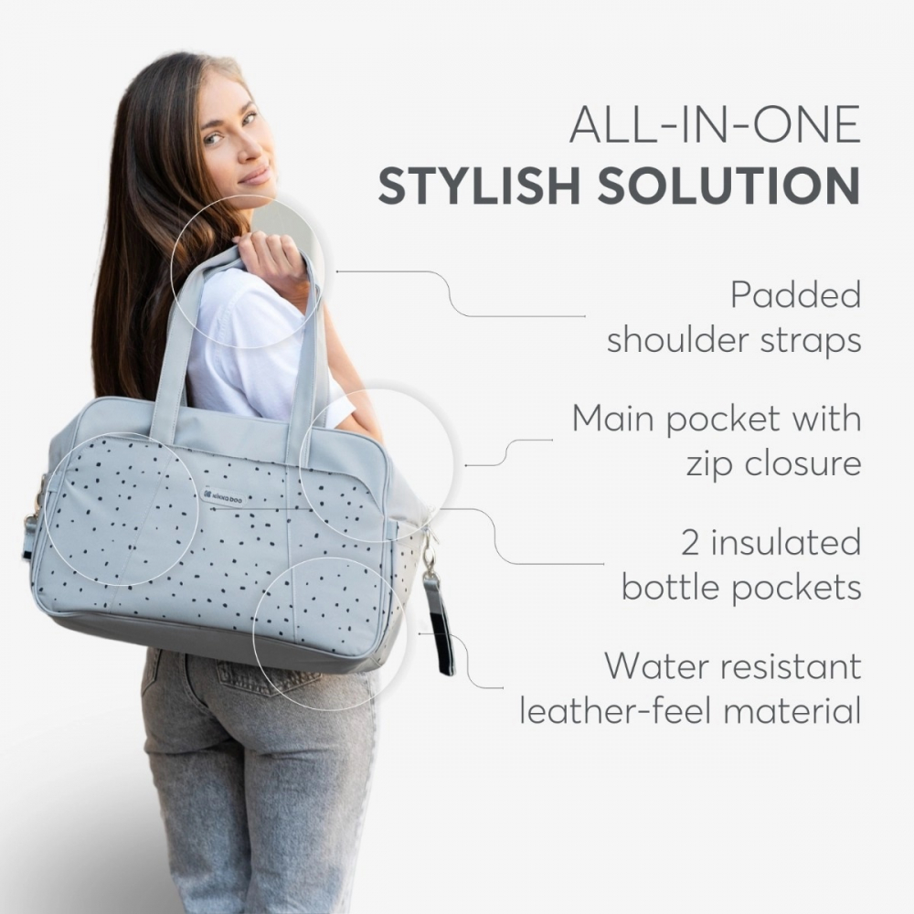 Geantă Kikkaboo Chelsea Dots Gri cu Accesorii - imagine 8