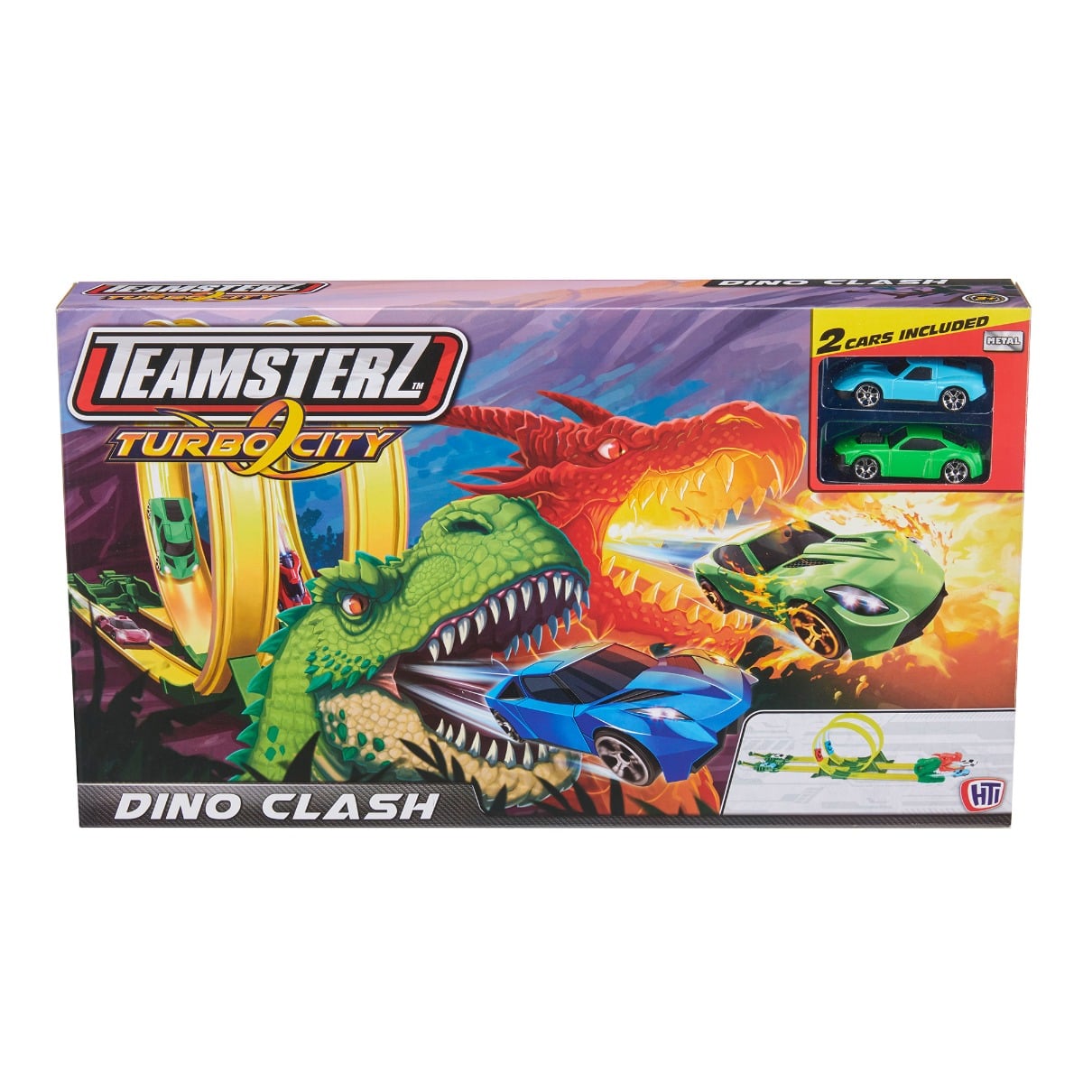 Set Piste Teamsterz Dino Clash cu 2 Masinute
