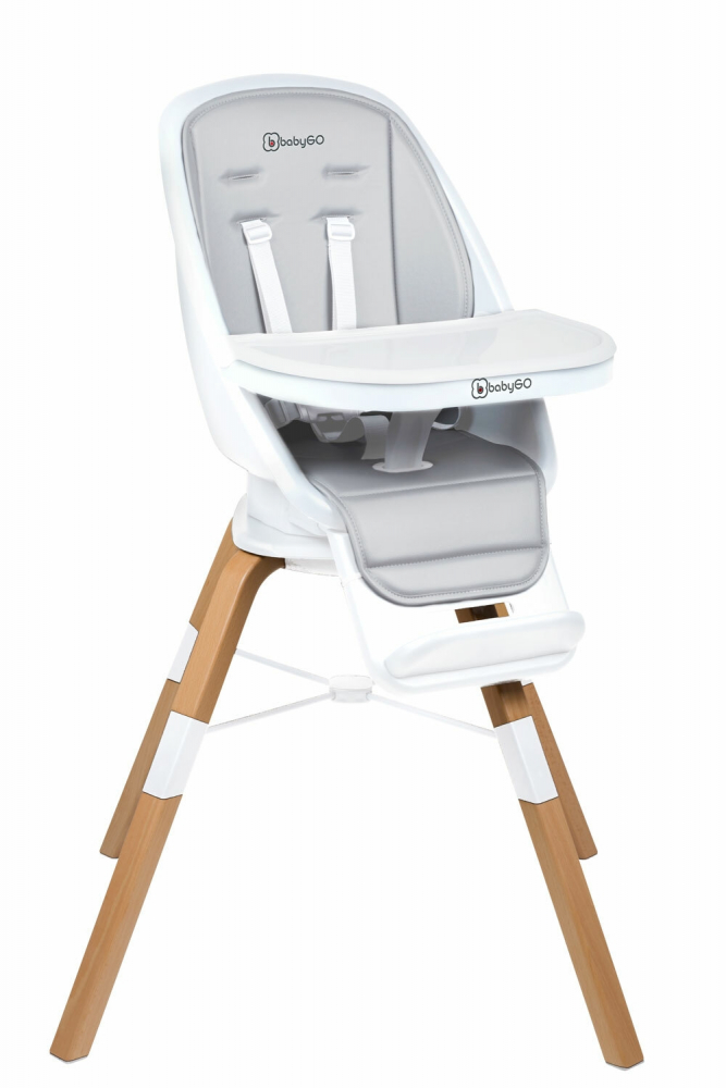 Scaun de masă BabyGo 360 Carou Alb, Rotire Completă - imagine 5