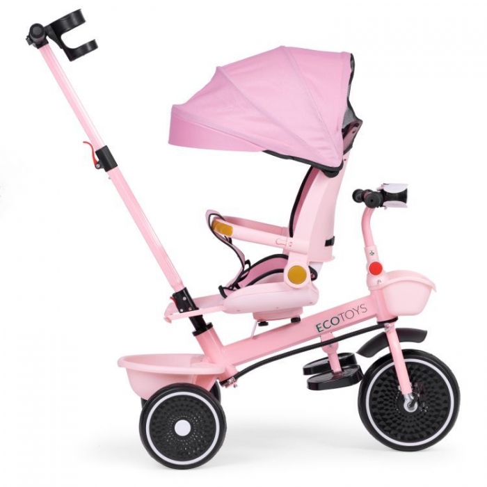 Tricicleta Ecotoys 2in1 Roz - Scaun Rotativ 360° - imagine 4