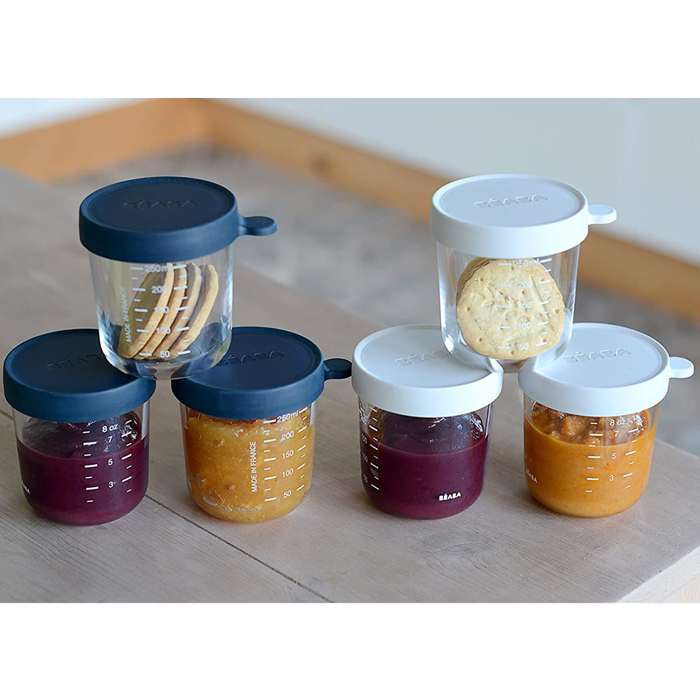 Set 6 recipiente sticla Beaba, 250 ml, inchidere etansa