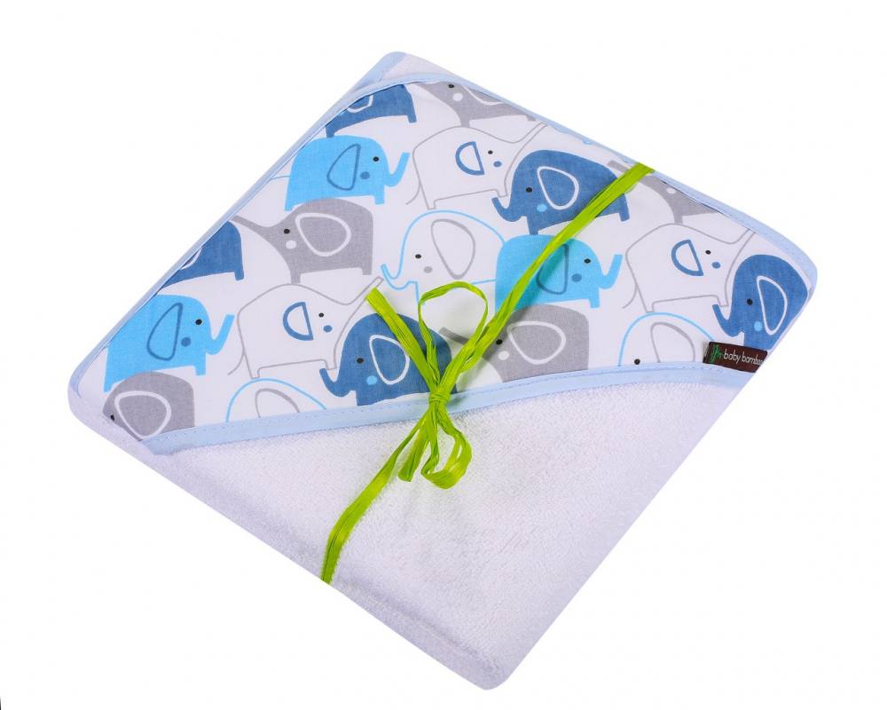 Prosop cu glugă bambus Blue Elefants | Duetbaby