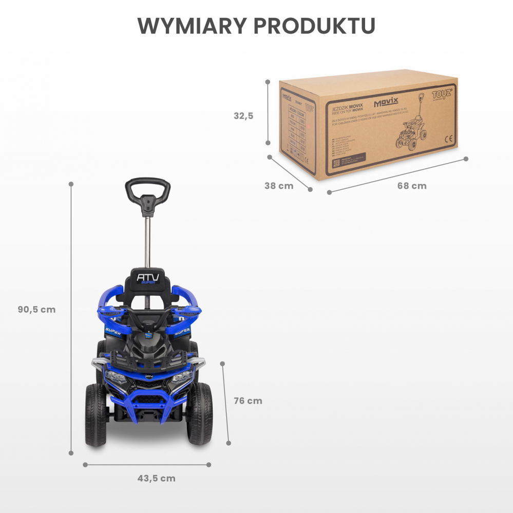 ATV Toyz Movix Blue cu maner parental | Toyz by caretero - imagine 3