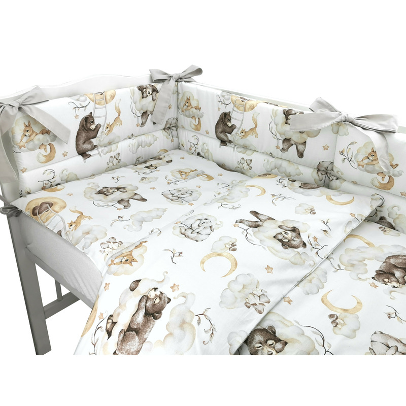 Lenjerie Patut 3 Piese Qmini cu Protectie Bumbac