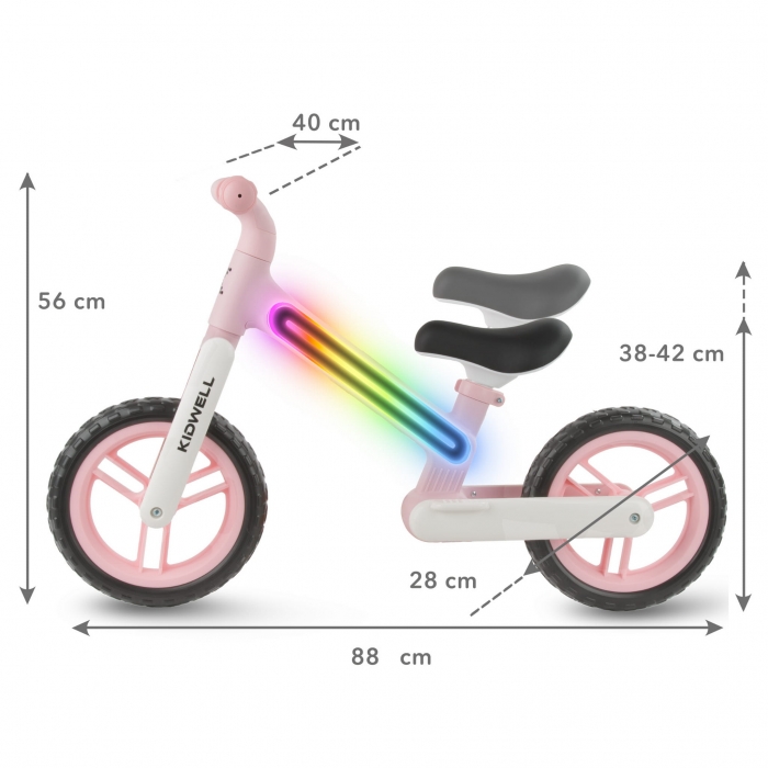 Kidwell Suno Roz - Bicicletă fără pedale LED - imagine 7