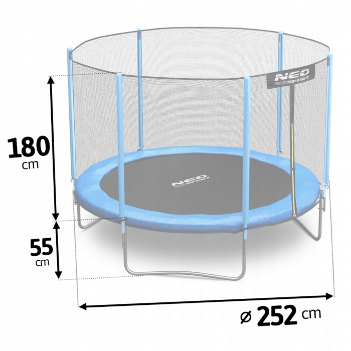 Trambulina Neo-Sport 252 cm cu Plasa Exterioara