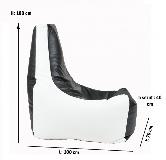 Fotoliu Pufrelax Evo XL Black & White, Confort Premium - imagine 2