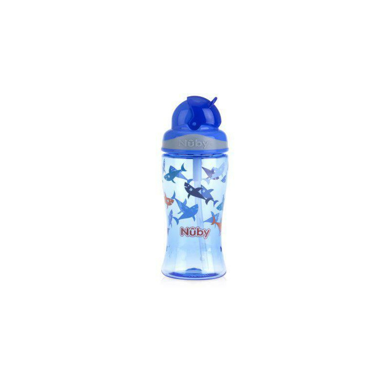 Cana Nuby 360 ml Anti-alunecare cu Pai Albastru