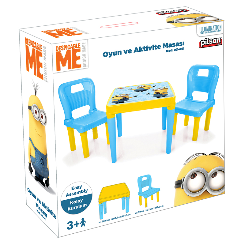 Măsuță Pilsan Minions cu 2 scaune | Sigură și rezistentă - imagine 2