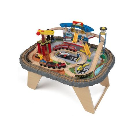 Trenulet KidKraft Transportation Station si Masa Joaca
