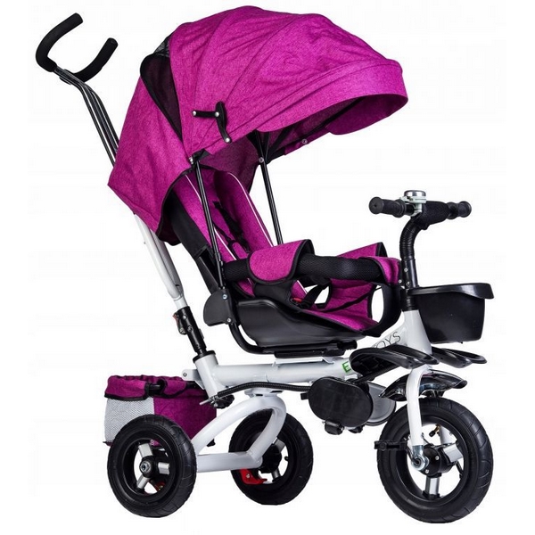 Tricicleta Ecotoys Roz cu Scaun Rotativ, Frana