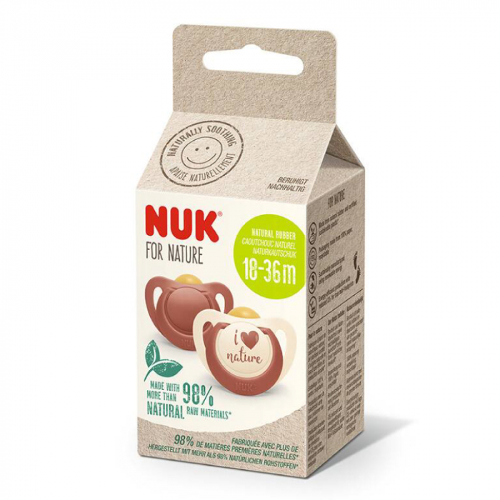 Suzeta Nuk for Nature Latex M3, 18-36 luni, Set 2 Bucăți