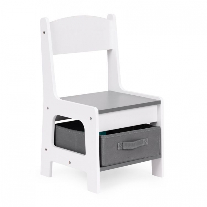 Ecotoys Masă cu 2 scaune copii alb-gri cu depozitare - imagine 10