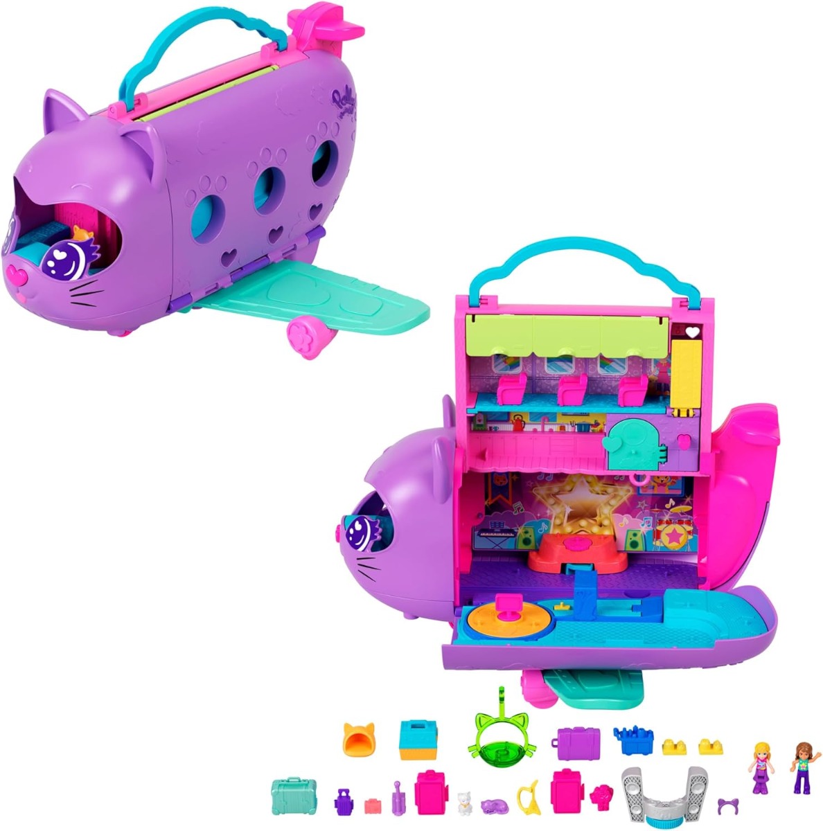 Set Polly Pocket Kitty Airplane cu 2 păpuși