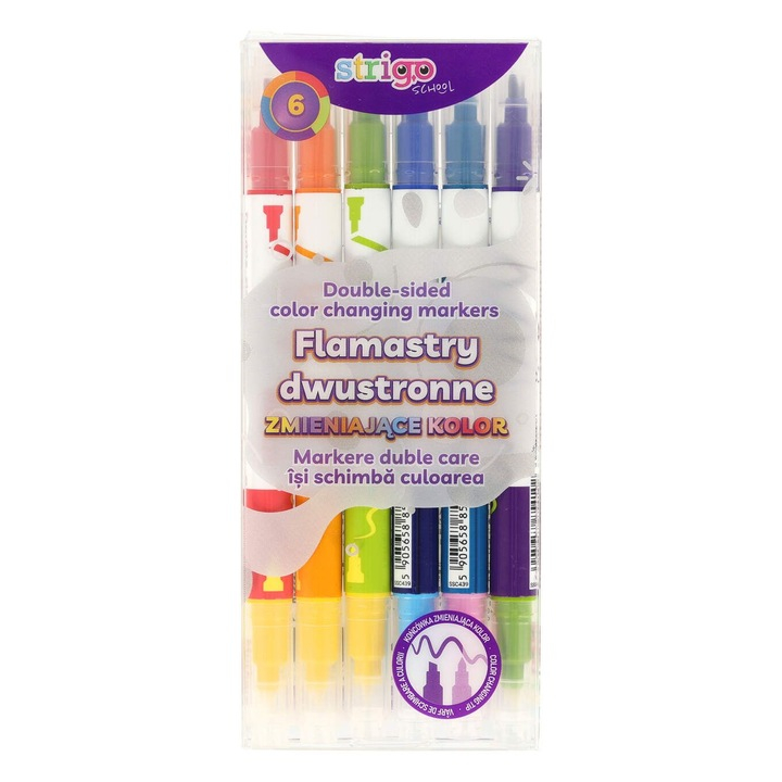 Markere Strigo Duble 10 Culori, Set 6 Buc