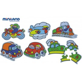 Puzzle Transport Miniland, 6 Seturi, 3-5 Piese