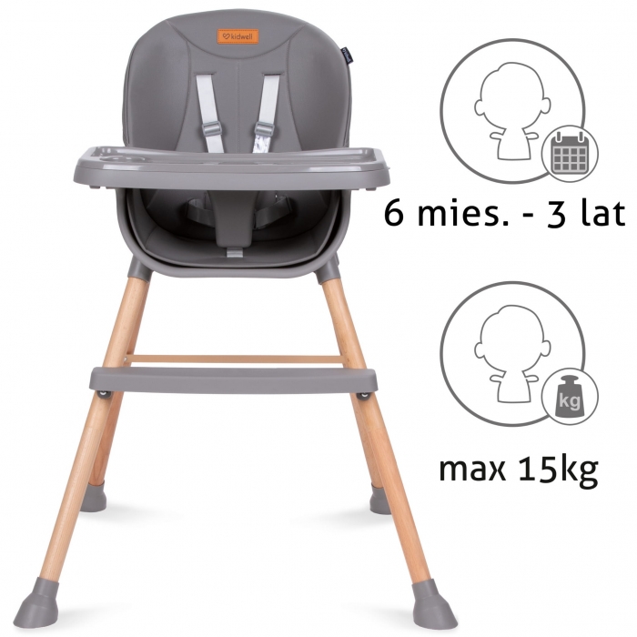 Scaun de masă 4 în 1 Kidwell Eatan Wood Gray - imagine 3
