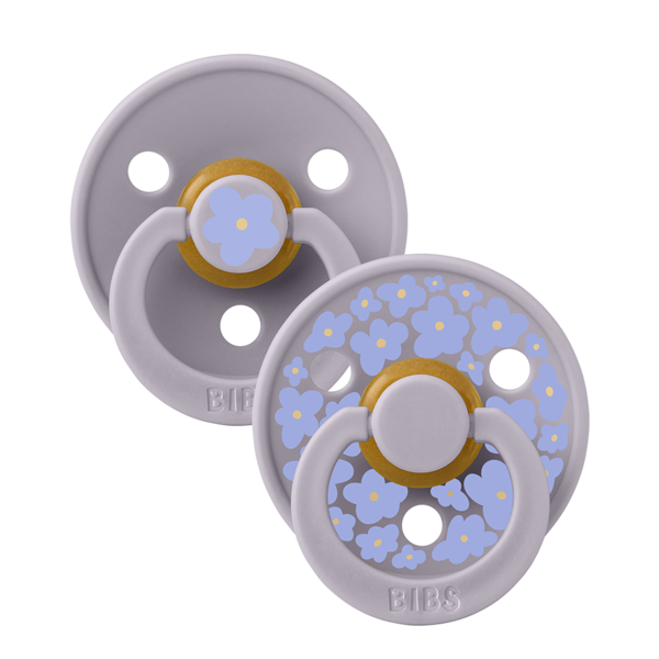 Set 2 Suzete Bibs Flower Latex, Fossil Grey