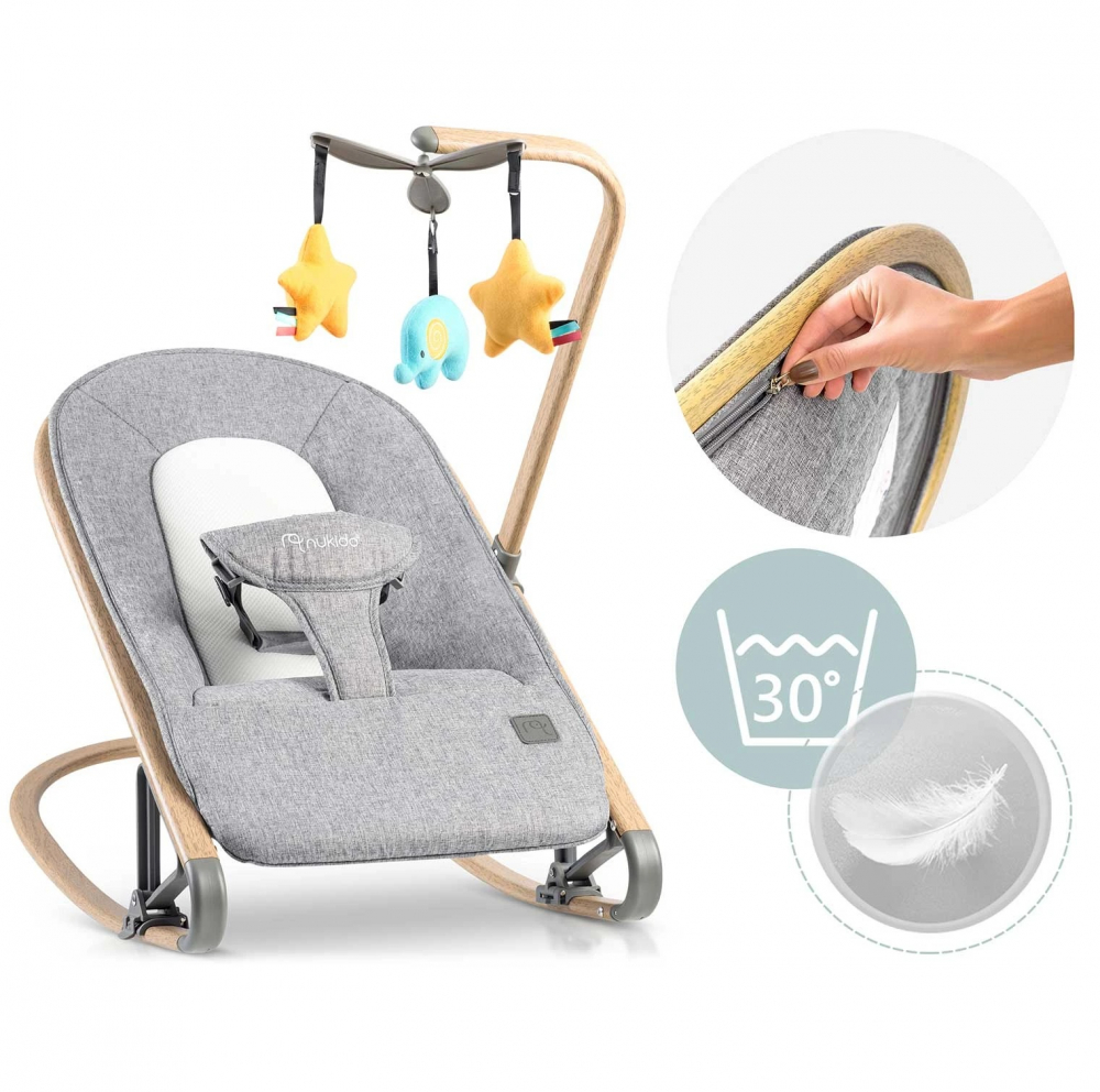 Balansoar Bebeluși Nukido Gri Pliabil Compact