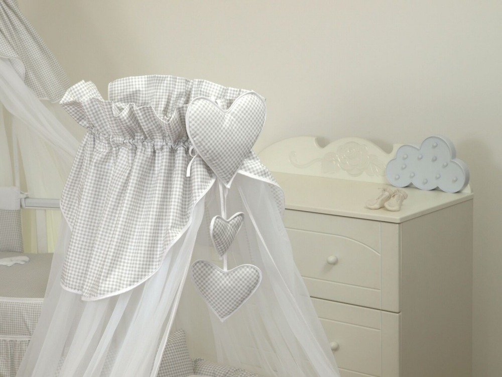 Baldachin Patut Bebe Amy Bear Heart Grey, Protecție & Stil