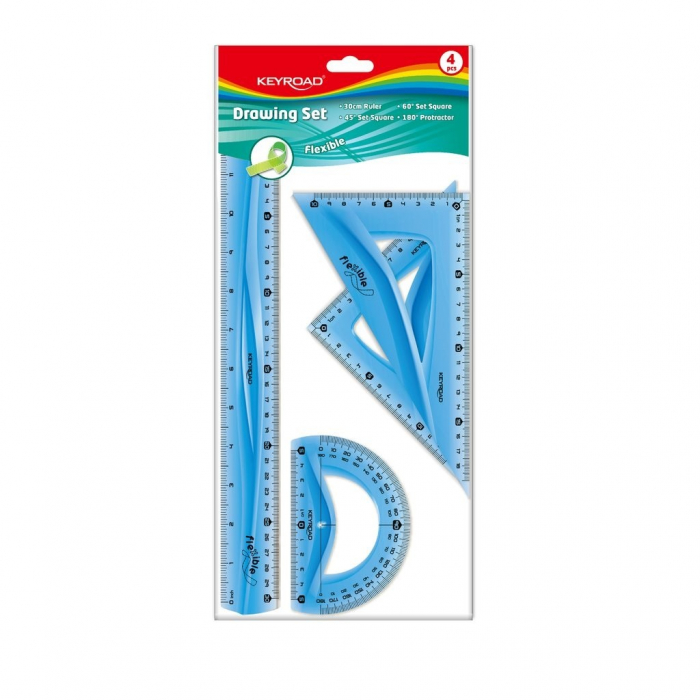 Set Geometrie Keyroad 4 Piese, 30cm, Diverse Culori