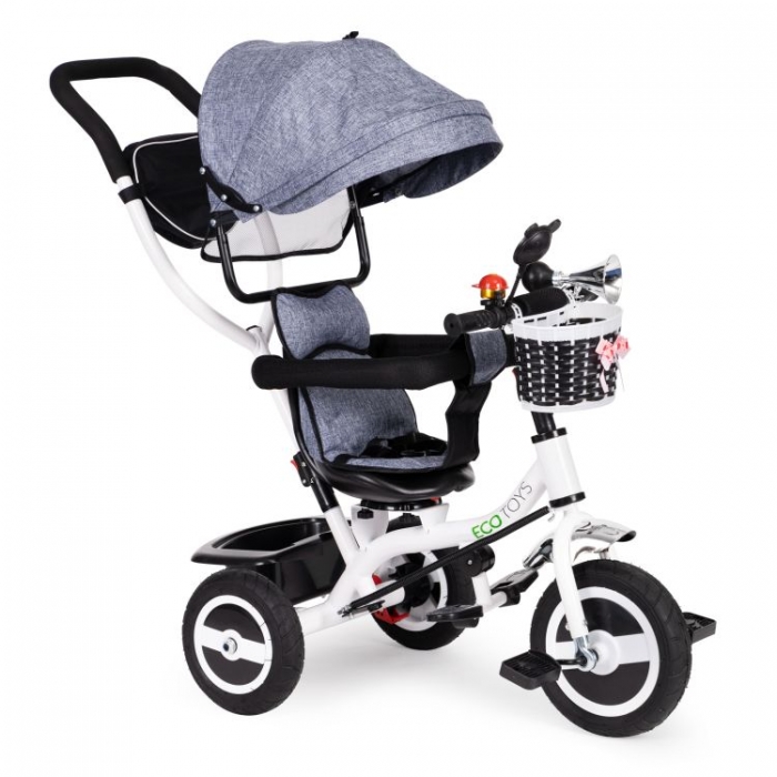 Tricicleta Ecotoys Gri cu Roti Gonflabile - imagine 7