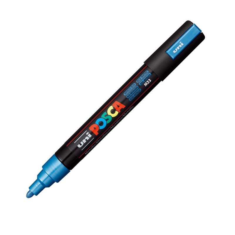 Marker Posca PC-5M Albastru Metalizat, Vârf Mediu
