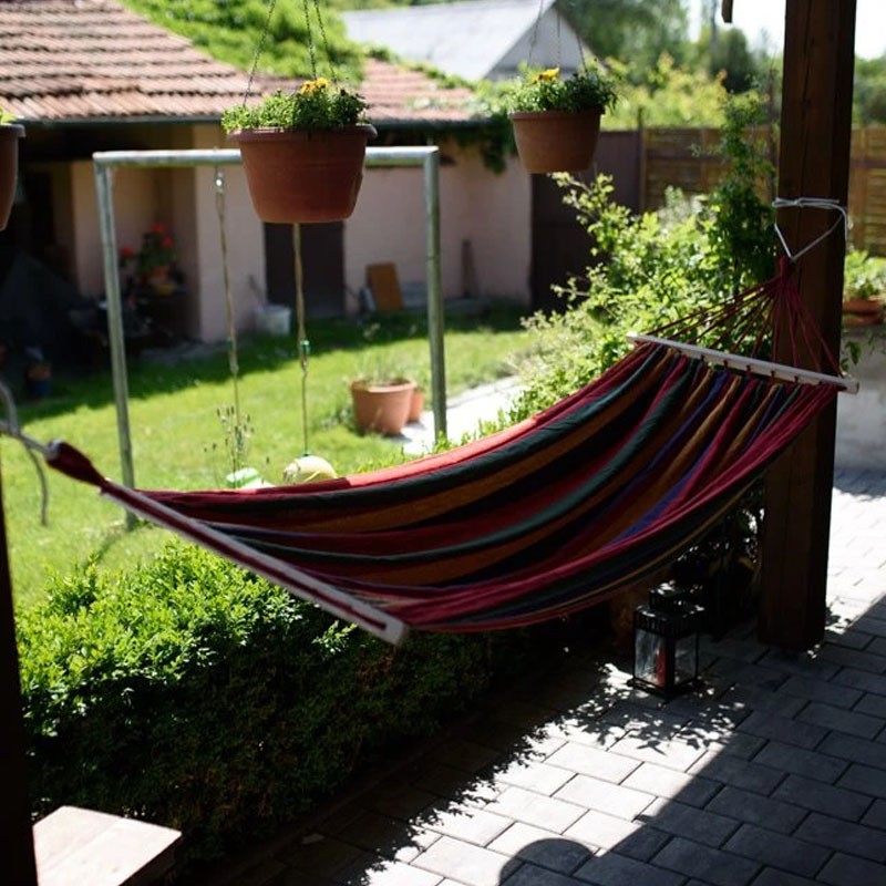 Hamac Dublu Procart cu Tijă Lemn | Relaxare - imagine 8