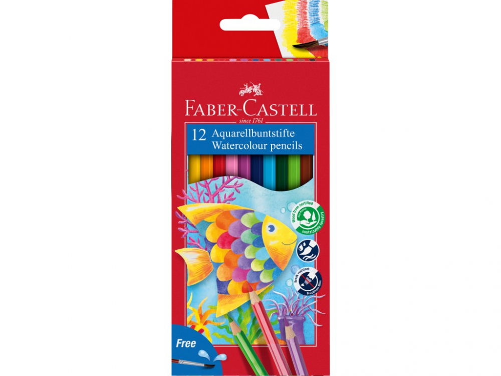 Creioane Acuarela Faber-Castell 12 Culori + Pensulă