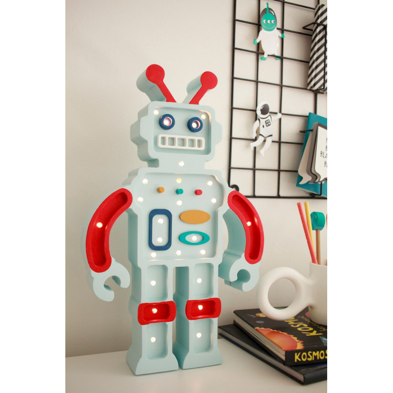 Lampa Robot Little Lights - Design Metalic Albastru - imagine 3