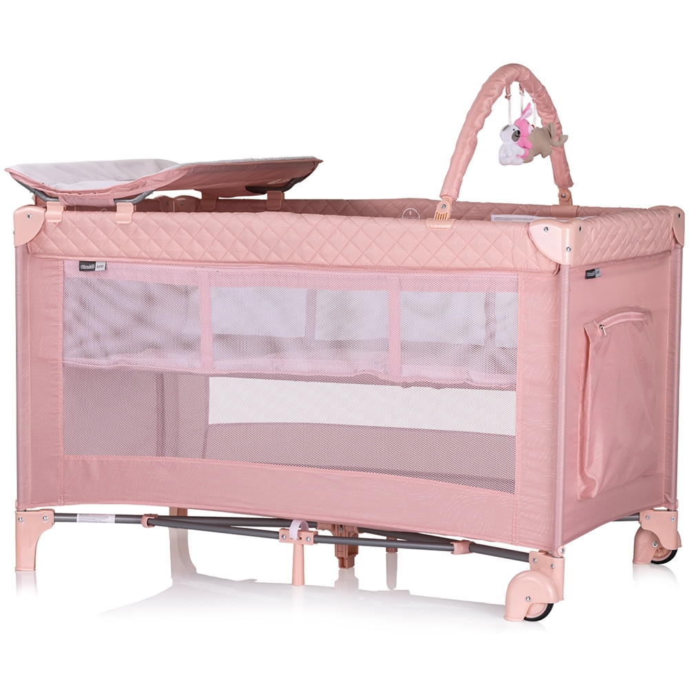 Pătuț Chipolino Luna Pink 2 în 1 Pliabil