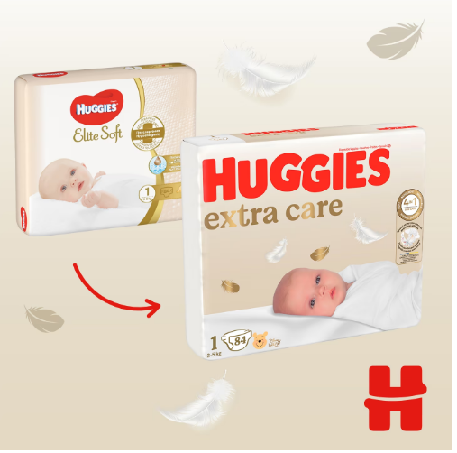 Scutece Huggies Extra Care 1, 2-5 kg, 168 buc - imagine 2