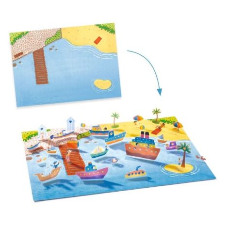 Djeco Stickere Reutilizabile 3D Masini - imagine 2
