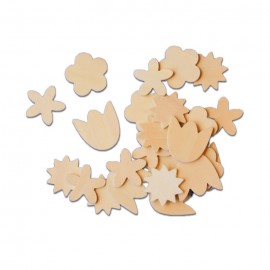 Set 100 Flori din Lemn Playbox - Decoratiune DIY