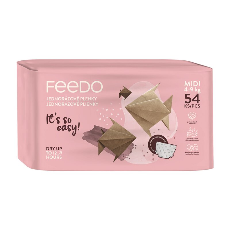 Scutece Feedo Midi 4-9kg - Protecție 12 ore