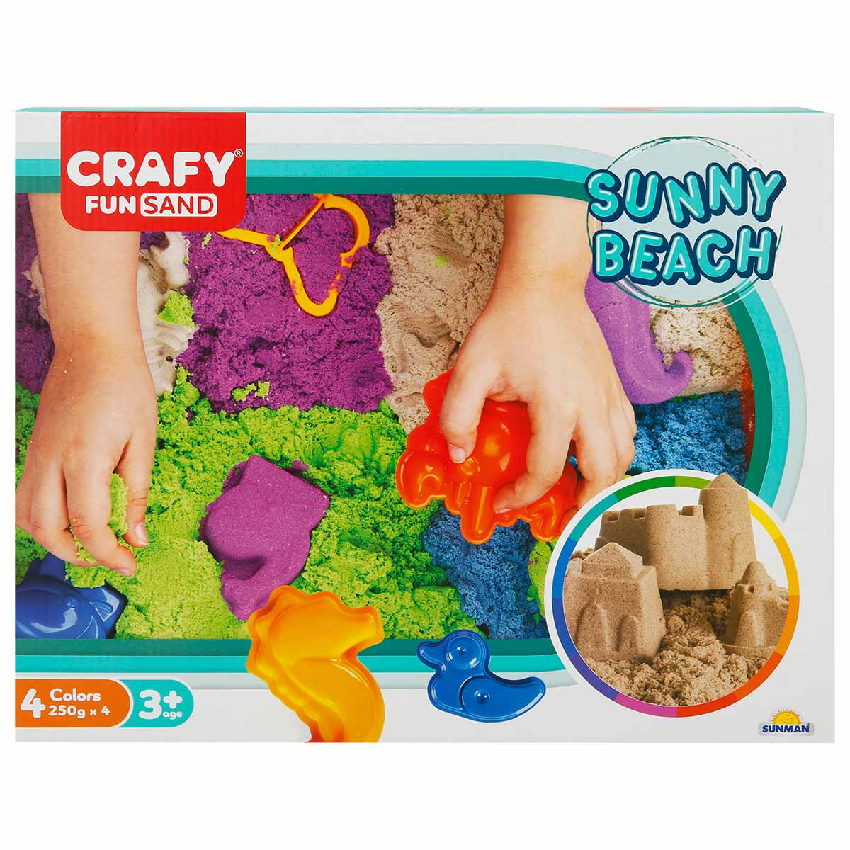 Set Nisip Kinetic Crafy Fun Sand, 1 kg, 13 Piese