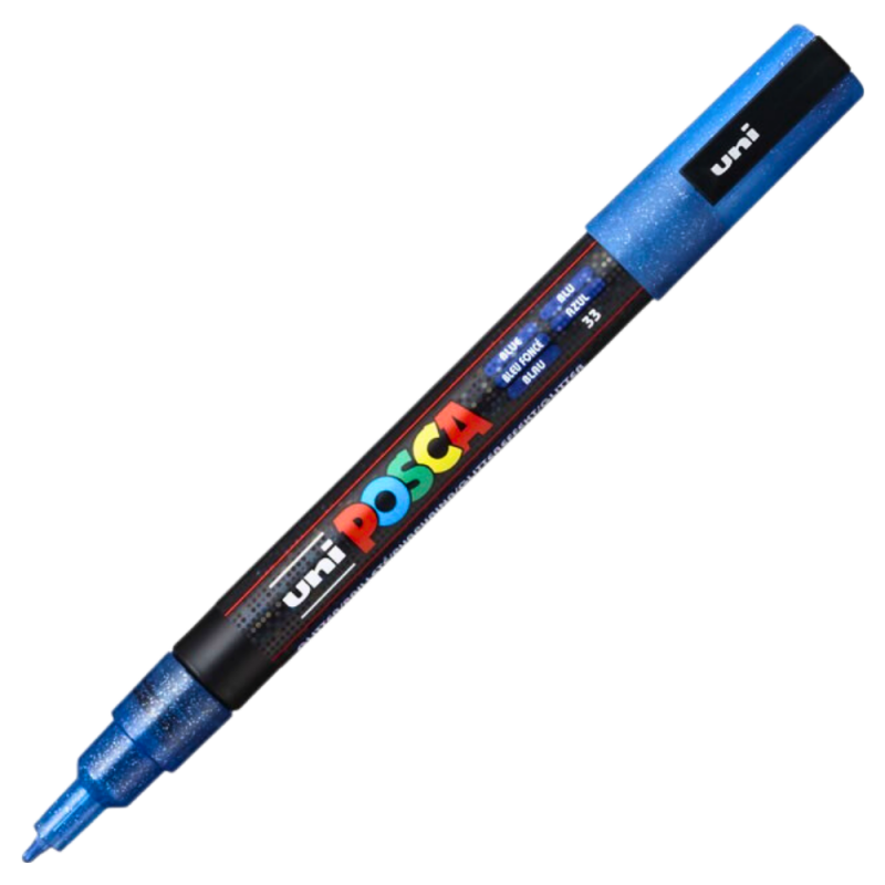 Marker Posca PC-3M Albastru Sclipici, Vârf Fin