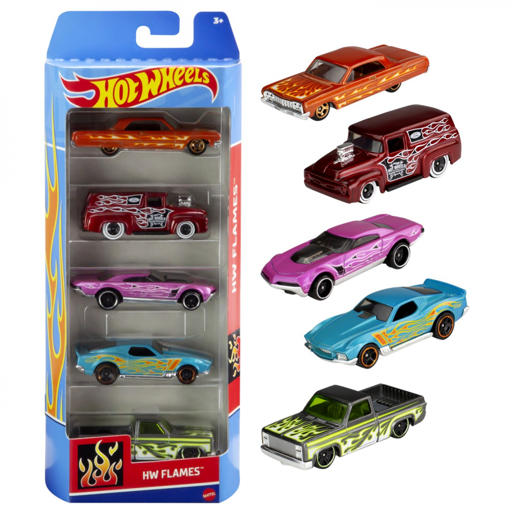 Set 5 Masini Hot Wheels HW Flames, Mattel