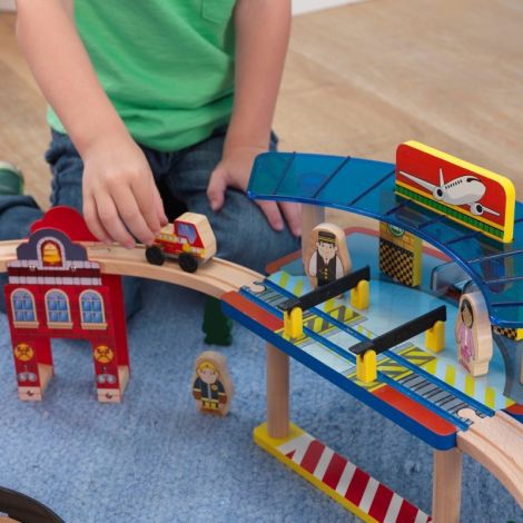 Kidkraft Super Highway - Set Trenulet Lemn, 80 Piese - imagine 4