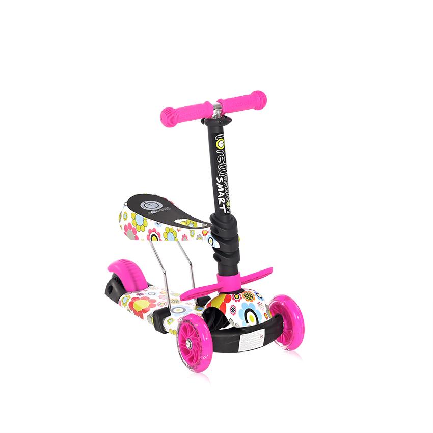 Lorelli Trotineta 3 Roti LED Pink Flowers - imagine 9