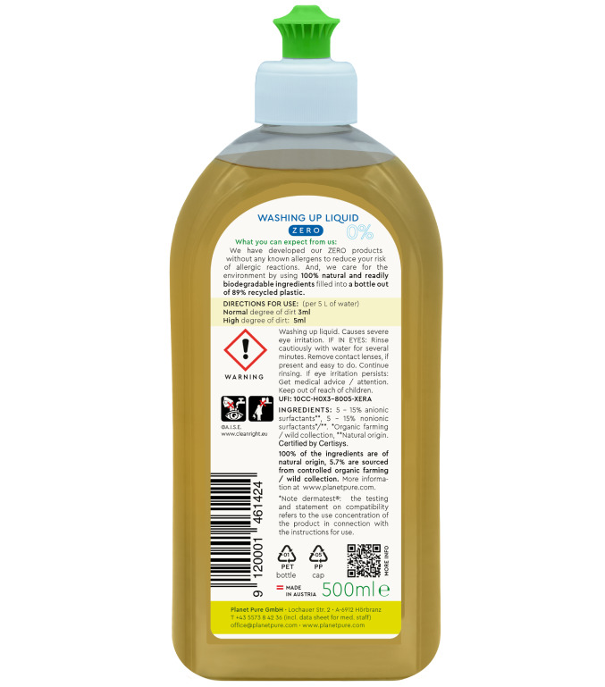 Detergent Bio Vase Neutru Planet Pure 500ml