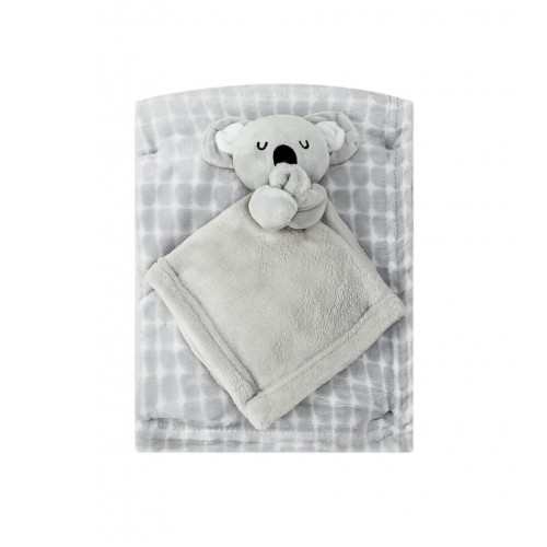 Set Cadou Bebe Infancie: Paturica Fleece și Ursuleț Gri - imagine 4