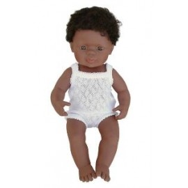 Miniland Papusa Bebelus Baiat Afroamerican, 38 cm